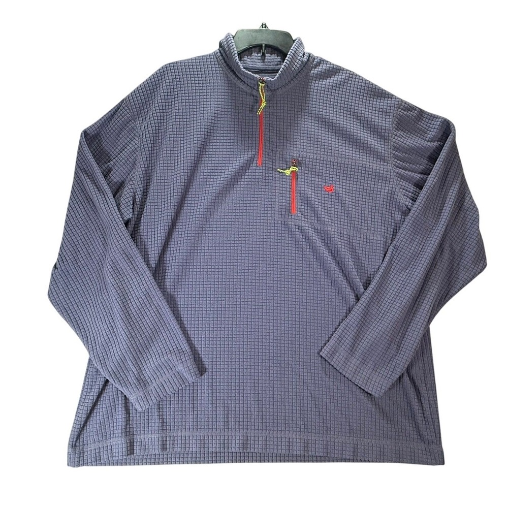 Southern Marsh Mens Fieldtec Grid Fleece Quarter Zip Pullover Blue Grey 2X